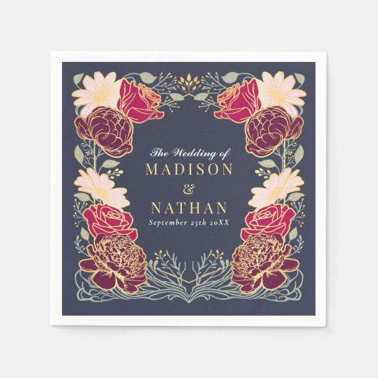 Fantasy Enchanted Blumengarten Hochzeit Serviette (Vorderseite)