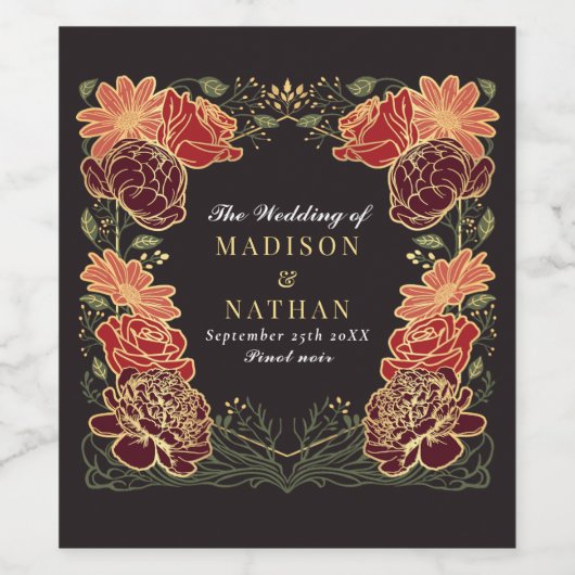 Fantasy Enchanted Blumengarten Hochzeit Weinetikett (Einzelnes Label)