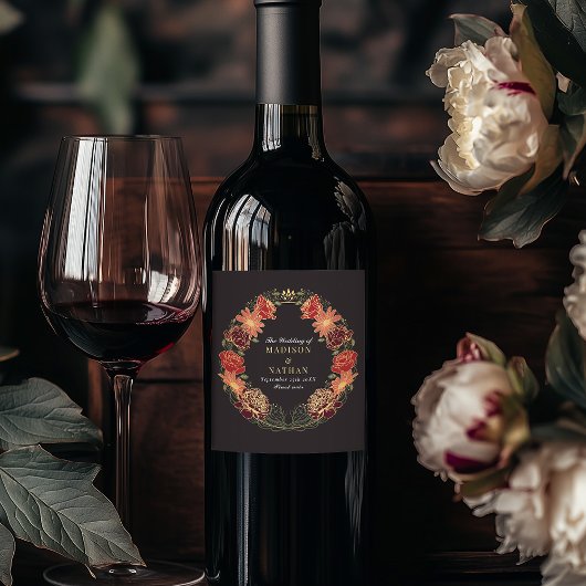 Fantasy Enchanted Blumengarten Hochzeit Weinetikett