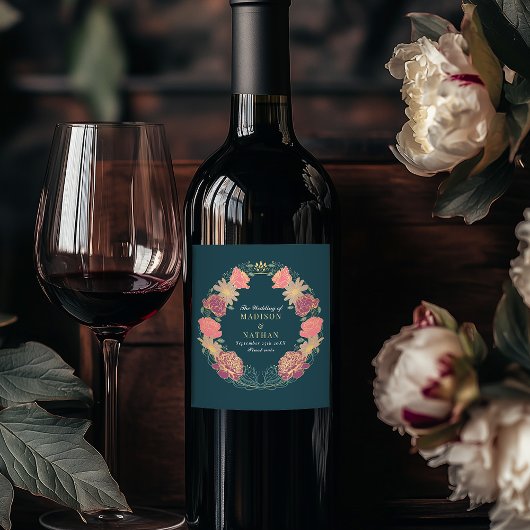 Fantasy Enchanted Blumengarten Hochzeit Weinetikett