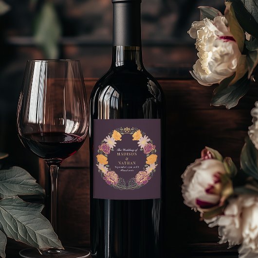 Fantasy Enchanted Blumengarten Hochzeit Weinetikett