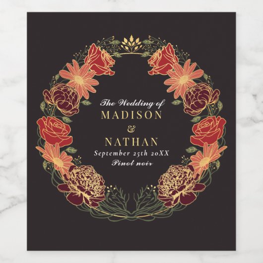 Fantasy Enchanted Blumengarten Hochzeit Weinetikett (Einzelnes Label)