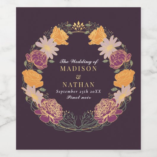 Fantasy Enchanted Blumengarten Hochzeit Weinetikett (Einzelnes Label)