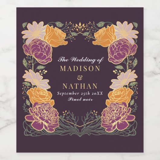 Fantasy Enchanted Blumengarten Hochzeit Weinetikett (Einzelnes Label)