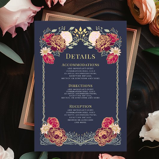 Fantasy Enchanted Blumengarten Hochzeitsdetails Begleitkarte