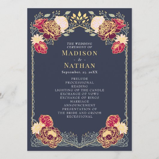 Fantasy Enchanted Blumengarten Hochzeitsprogramm Programm (Vorderseite)