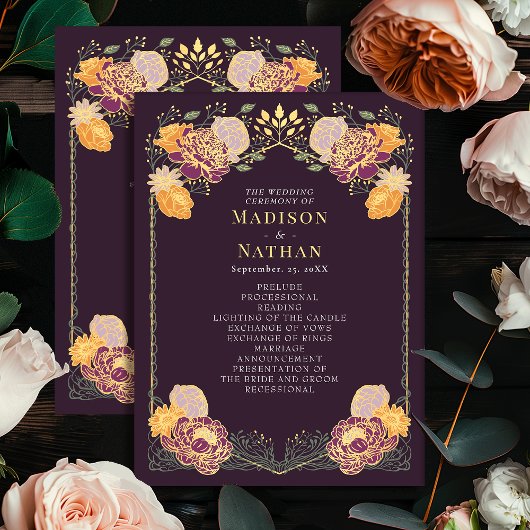 Fantasy Enchanted Blumengarten Hochzeitsprogramm Programm