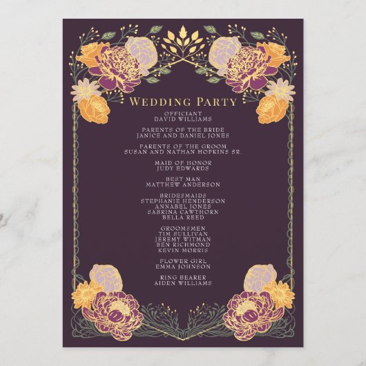 Fantasy Enchanted Blumengarten Hochzeitsprogramm Programm (Rückseite)