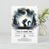 Fantasy Enchanted Cat Birthday Einladung (Stehend Vorderseite)