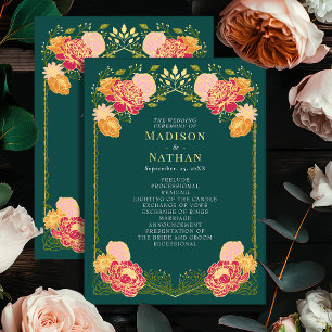 Fantasy Enchanted Floral Garten Hochzeitsprogramm Programm