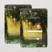 Fantasy Enchanted Green Forest Wedding RSVP Karte (Vorne/Hinten)
