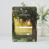 Fantasy Enchanted Green Forest Wedding RSVP Karte (Stehend Vorderseite)