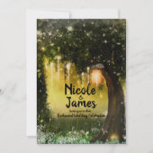 Fantasy Enchanted Green Sparkle Forest Wedding Einladung (Vorderseite)