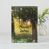 Fantasy Enchanted Green Sparkle Forest Wedding Einladung (Stehend Vorderseite)