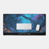 Fantasy Enchanted Mushroom Forest Blue Woodland Schreibtischunterlage (Tastatur & Maus)