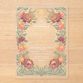 Fantasy Enchanted Pink Purple Floral Wedding Acryleinladungen