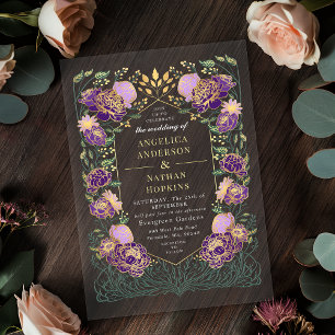 Fantasy Enchanted Purple Florale Gartenhochzeit Acryleinladungen