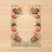 Fantasy Enchanted Red Floral Garden Wedding Acryleinladungen (Vorderseite)