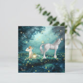 Fantasy Engel and Unicorn Flat Card (Stehend Vorderseite)
