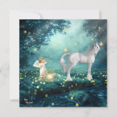 Fantasy Engel and Unicorn Flat Card (Vorderseite)