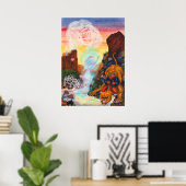 Fantasy Eros Lion Princess Goddess Snow Leopard Poster (Heimbüro)
