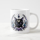 Fantasy Esoteric Crystal Black Cat Jumbo-Tasse (Rechts)