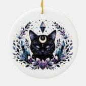 Fantasy Esoteric Crystal Black Cat Keramik Ornament (Hinten)