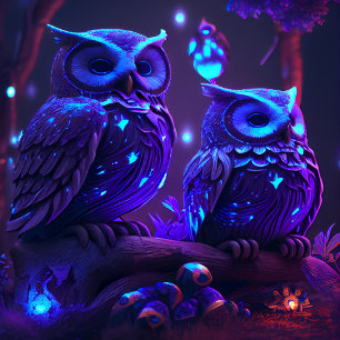 Fantasy-Eule im blauen Licht Puzzle