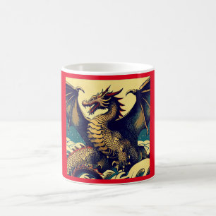 Fantasy European Dragon - Holzschnitt 1 Kaffeetasse