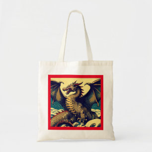 Fantasy European Dragon - Holzschnitt 1 Tragetasche