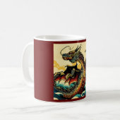 Fantasy European Dragon - Holzschnitt 2 Kaffeetasse (Vorderseite Links)