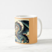 Fantasy European Dragon - Holzschnitt 4 Kaffeetasse (VorderseiteRechts)