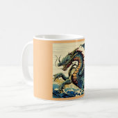 Fantasy European Dragon - Holzschnitt 4 Kaffeetasse (Vorderseite Links)