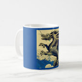 Fantasy European Dragon - Woodcut 3 Kaffeetasse (Vorderseite Links)