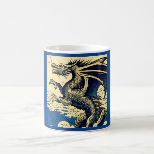 Fantasy European Dragon - Woodcut 3 Kaffeetasse (Mittel)