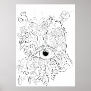 Fantasy eye zeichnend Erwachsenenfarbposter Poster