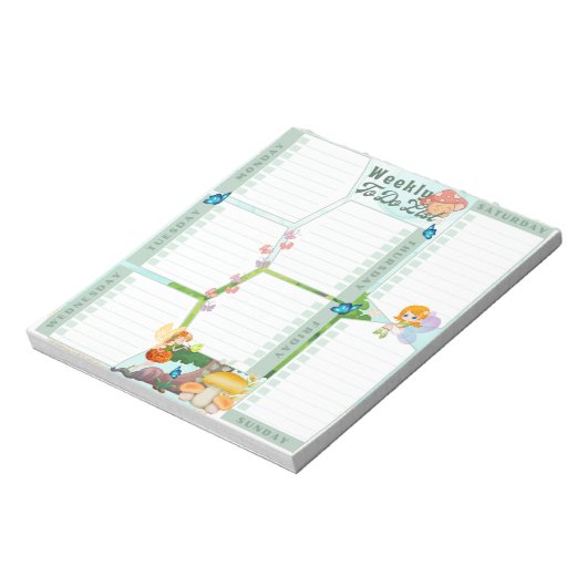 Fantasy Faiasy Butterfly Pilz mit grünem Thema Notizblock (Rotiert)