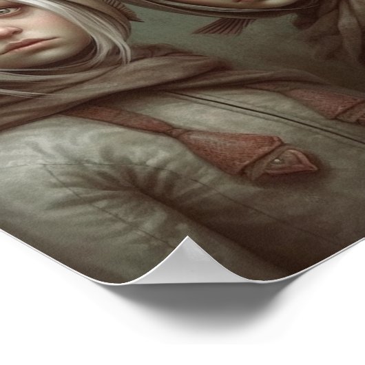 Fantasy Faible Tale Kinder mit Fish Hats Poster (Ecke)