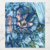 Fantasy Fairy Anime Girl Viktorianisch Blue Weinetikett (Einzelnes Label)