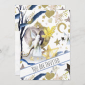 *~* Fantasy Fairy Baby Dusche Einladung Moon (Vorne/Hinten)