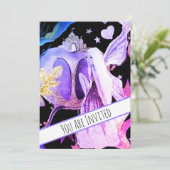 *~ Fantasy Fairy Castle Babydusche Einladung (Stehend Vorderseite)