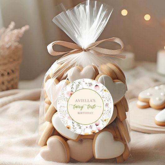 Fantasy Fairy Erste Wildblume Runder Aufkleber