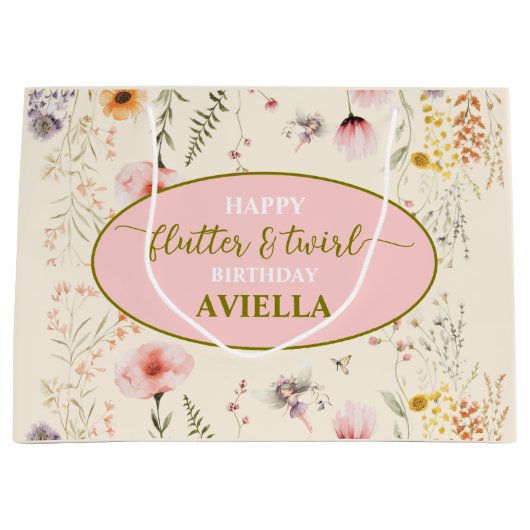 Fantasy Fairy Flutter and Twirl Wildflower Große Geschenktüte (Vorderseite)