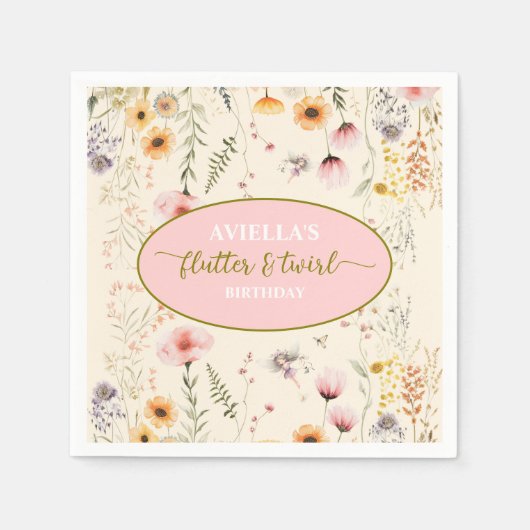Fantasy Fairy Flutter und Twirl Wildblume Serviette (Vorderseite)