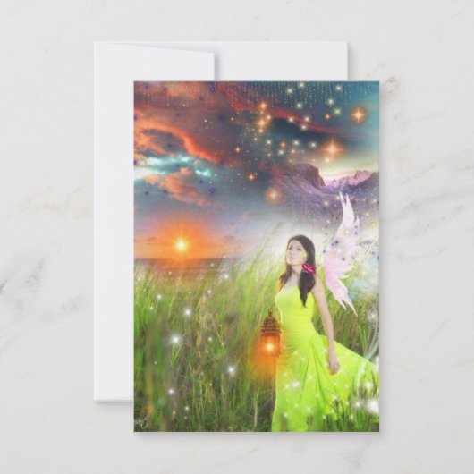 Fantasy Fairy Holding Lattern während eines Sonnen (Vorderseite)