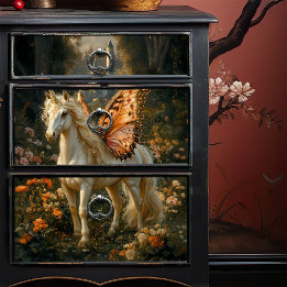 Fantasy Fairy Horse mit Orange Butterfly Flügel Seidenpapier