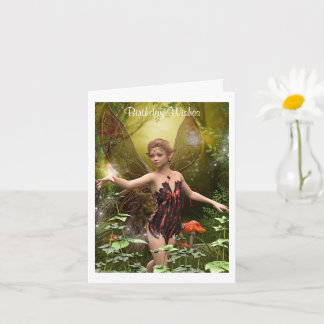 Fantasy Fairy in Red Birthday Card Karte