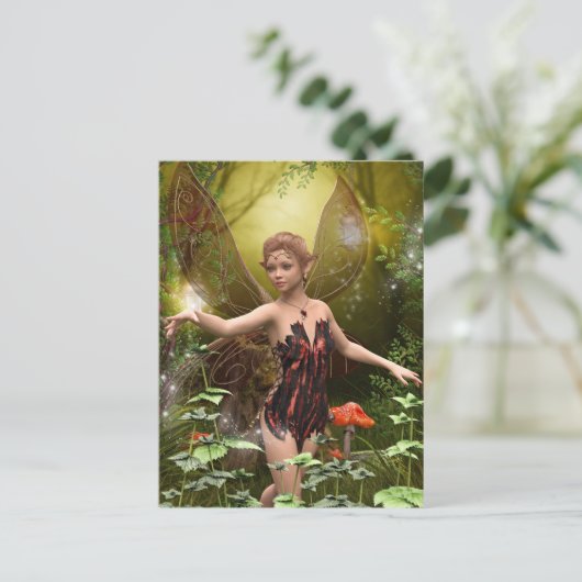 Fantasy Fairy in Red Postcard Postkarte (Stehend Vorderseite)