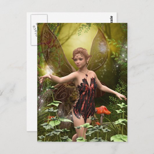 Fantasy Fairy in Red Postcard Postkarte (Vorne/Hinten)