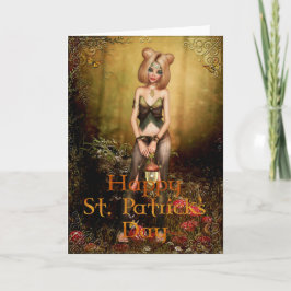 Fantasy Fairy in the Woods St. Patrick's Day Card Karte